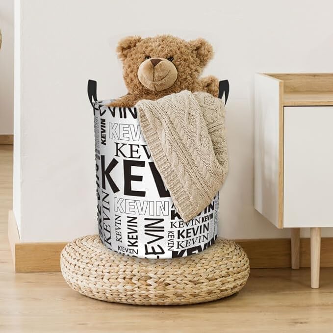 Custom Name Laundry Hamper, Personalized Dirty Clothes Hamper with Name for Bathroom Bedrooms Clothes Storage Organizer, Personalized Gifts for Boys Girls Men Women
