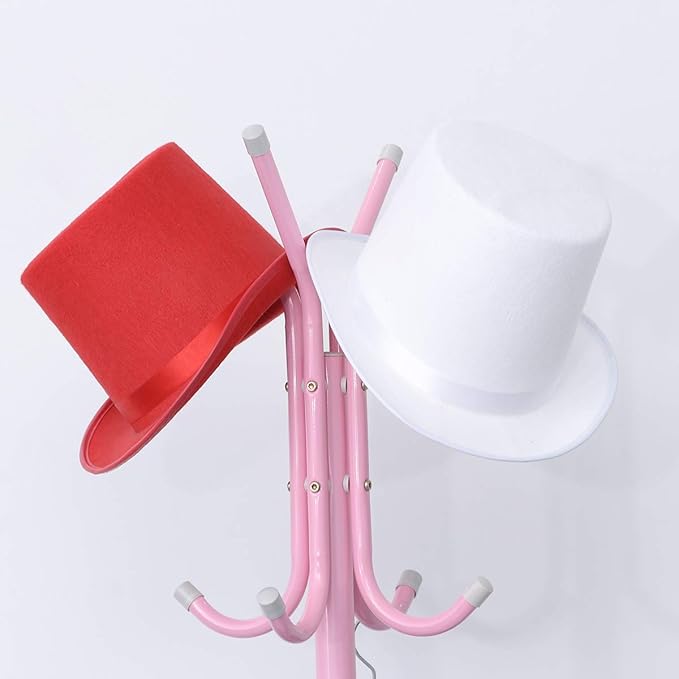 Cabilock Pink Metal Coat Rack Stand with 12 Hooks, Space-Saving Iron Hat and Clothes Hanger for Home, Bedroom, Office, and Hotel