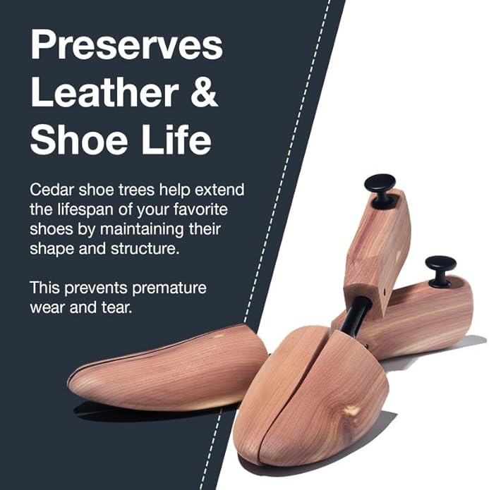 LINK UP Cedar Shoe Trees - 100% Natural Cedar for Men Shoes – Shoe Crease Straightener & Deodorizer - Extends Life Of Leather