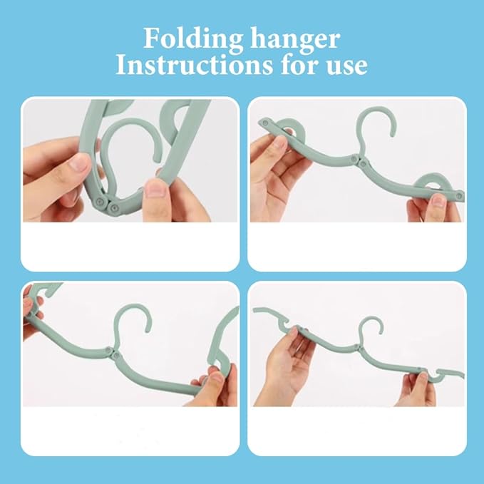 Multifunctional Plastic Folding Hanger, Retractable Portable Travel Hangers, Foldable Coat Hanger Folding Hangers for Traveling, Space Saving Clothes Hangers Portable Travel Hangers (20, Green)