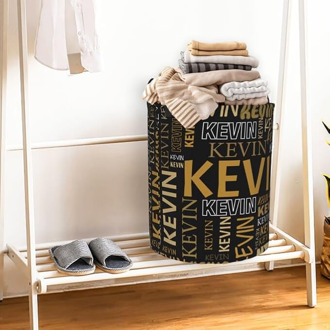 Custom Name Laundry Hamper, Personalized Dirty Clothes Hamper with Name for Bathroom Bedrooms Clothes Storage Organizer, Personalized Gifts for Boys Girls Men Women