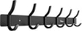 Coat Hanger Clothes Rack 6 Hooks Heavy Duty Clothes Hat Holder Aluminum Alloy Black