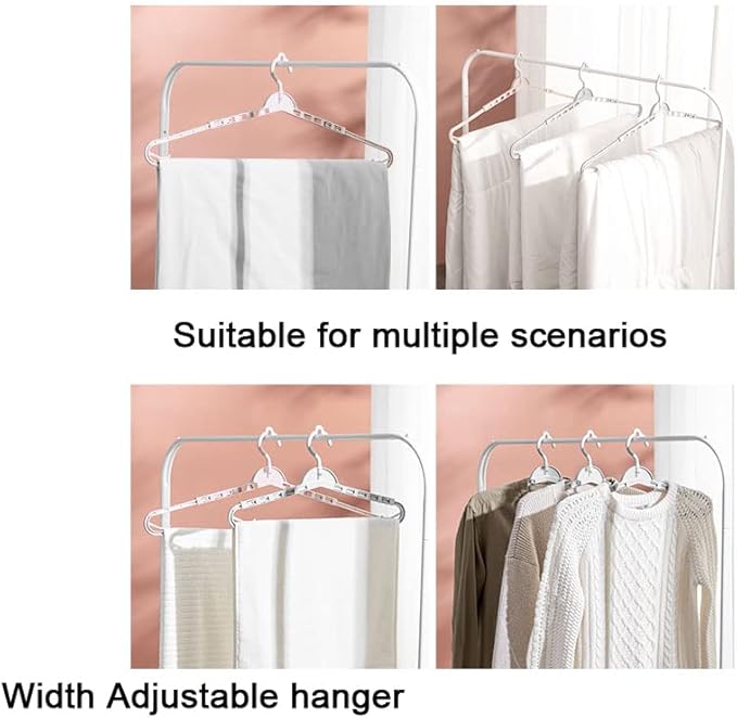 4 Pack Extra Large Hangers Big Clothes Hangers Enlarge Adjustable Shoulder 16.5"-26" Drying Hanger Sturdy for Wide Polos Tops Cardigans Quilt Bath Towel Big and Tall Shirts (Light Pink)