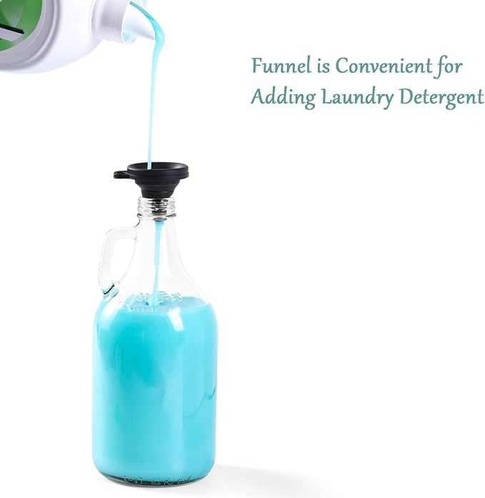 64 OZ Laundry Detergent Dispenser by VEGEVIGI, Glass,Glass Liquid Laundry Soap Dispenser with Pump, Bleach and Fabric Softener Dispenser for Laundry Room, 1P