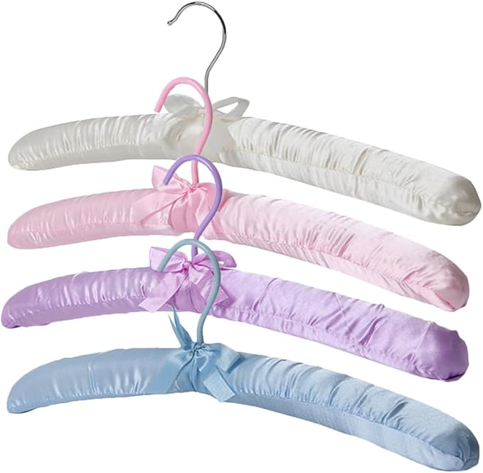 4pcs Blouse Hangers Silk Clothes Skid Proof Suit Hangers Satin Padded Silk Wedding Dress Household Clothes Upholstered Sponge Bride Non-Slip Mat