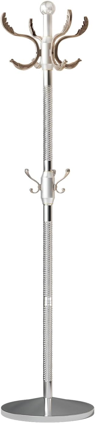 Metal Coat Rack Stand Coat Rack Freestanding with 12 Hooks Sturdy Heavy Duty Modern Coats Tree for Bag Clothes Hall Tree Hats Hanger Holder Stand for Entryway Bedroom Hallway Office,Silver Cyan