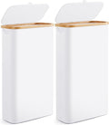 Slim Laundry Hamper with Lid by Fiona's magic, 63L Narrow Laundry Basket with Removable Bag, White Collapsible Dirty Clothes Basket, Thin Tall Storage Basket for Bathroom, Bedroom (White, 2Pack)