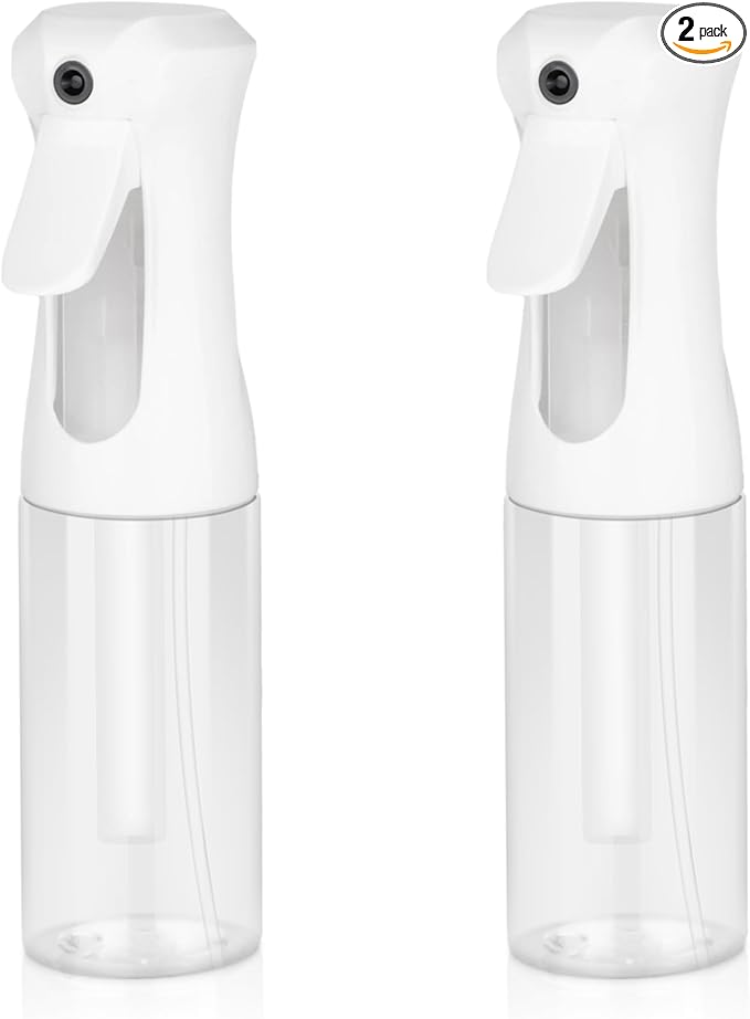 Continuous Spray Bottle for Hair, 2Pack White 6.8oz Mister Spray Bottle, Hair Spray Bottles for Hairstyling, Cleaning, Plants, Pets, Salons & More