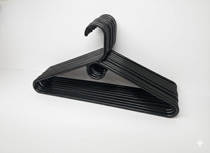 Set of 9 Heavy Duty Tubular Hangers Black Jumbo Plastic Adult Cloth Coat Suit Closet Organization Hanger Black