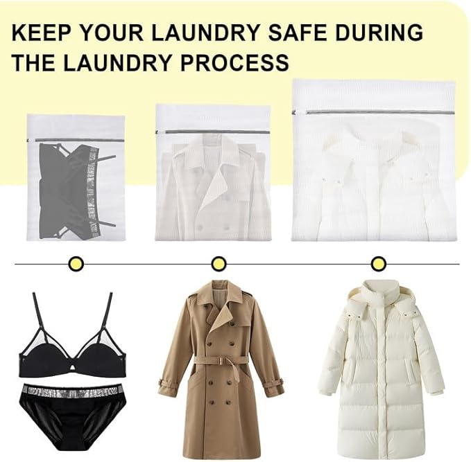 Mesh Laundry Bags, Fine Mesh, 16"×20"/20"×24"/24"×24", Durable Material with Sturdy Zipper - For Clothes, Linens, Shoes, Travel Storage Bags (3PC M/L/XL)