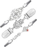 Vintage Sweater Clips Shawl Dresses Shirt Clips Retro Cardigan Collar Chain Clips Brooch Pins for Women
