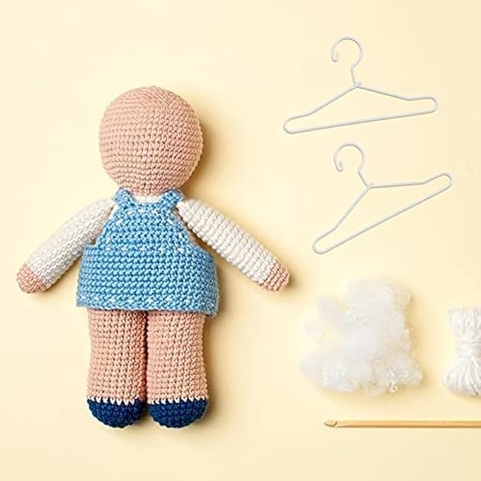 RCFINE 20Pcs Mini Hangers Metal Doll Clothes Holders Wire Rack Stand Doll Clothes Rack for Doll Clothes Gown Dress Outfit Doll Clothes Accessories (Silver,15cm)