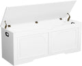 Storage Chest, 47.2” Toy Box, Entryway Storage Trunk, Shoe Bench with Storage, Engineered Wood Storage Cabinet with 2 Safety Hinges, Entrance Bench for Living Room, White SCWT2201
