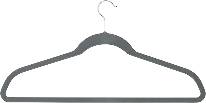 Simplify Extra Wide 21” Velvet Coat Hangers | 24 Pack | Slim Design | Heavy Duty | Holds 10 Pounds | Closet Organization | Shirt & Clothes | Grey