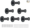 Bathroom Towel Hooks, 6 Pack Round Coat Hooks, Sturdy Wall Mounted Robe Hook, SUS 304 Stainless Steel Heavy Duty Clothes Hanger, Wall Towel Hooks for Bathroom Bedroom Kitchen (Black)