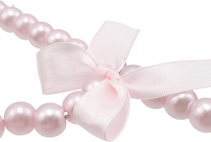 HEVSTIL 5PCS Small Pearl Hanger Pearl Plastic Bow Clothes Rack with Clip Artificial Pearl Hangers Tie Holder Wedding Clothes Rack Skirts Hanger for Trousers Jeans Skirts,Pink