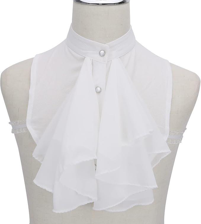 Chiffon Retro Renaissance Palace Fake Collar Suit Decorative Detachable Neck Ruffle Collars Victorian Accessories for Men