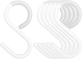 6-Pack Secure & Quiet Plastic S Hooks, Flexible Neck for Easy Twist & Lock, Completely Rust-Free, Holds up to 10 lbs, White, Large (3.5 inch)