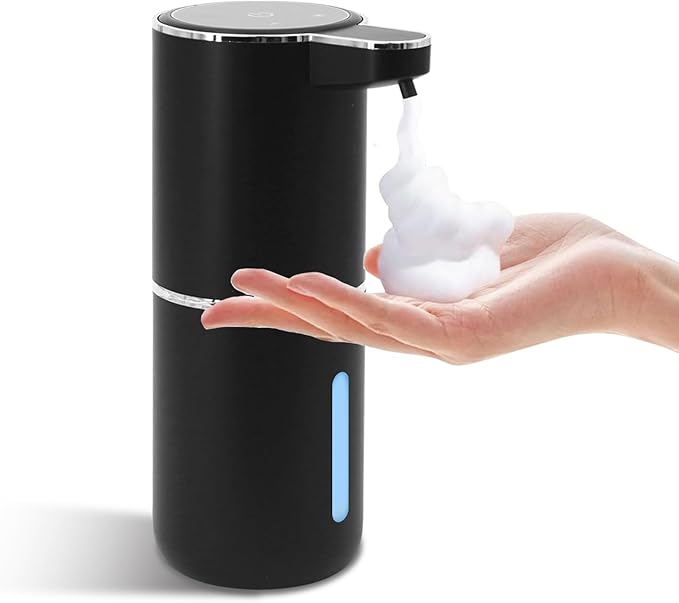 Foaming Soap Dispenser, Automatic Soap Dispenser, 13.5oz/400ml Automatic Soap Dispenser Touchless, USB Rechargeable 4 Level Adjustable Electric Hand Soap Dispenser, for Bathroom, Kitchen,Hotel(Black)