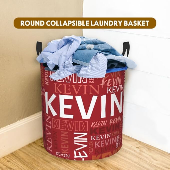 Custom Name Laundry Hamper, Personalized Dirty Clothes Hamper with Name for Bathroom Bedrooms Clothes Storage Organizer, Personalized Gifts for Boys Girls Men Women