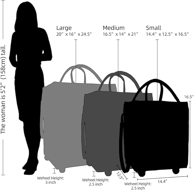 Reusable Grocery Bag on Wheels, Shopping Bags with Wheels and Handle, Folding Rolling Tote Trolley, Zipper Cover, Carries Up to 46 LBS, Waterproof (Medium, Phantom Pink)
