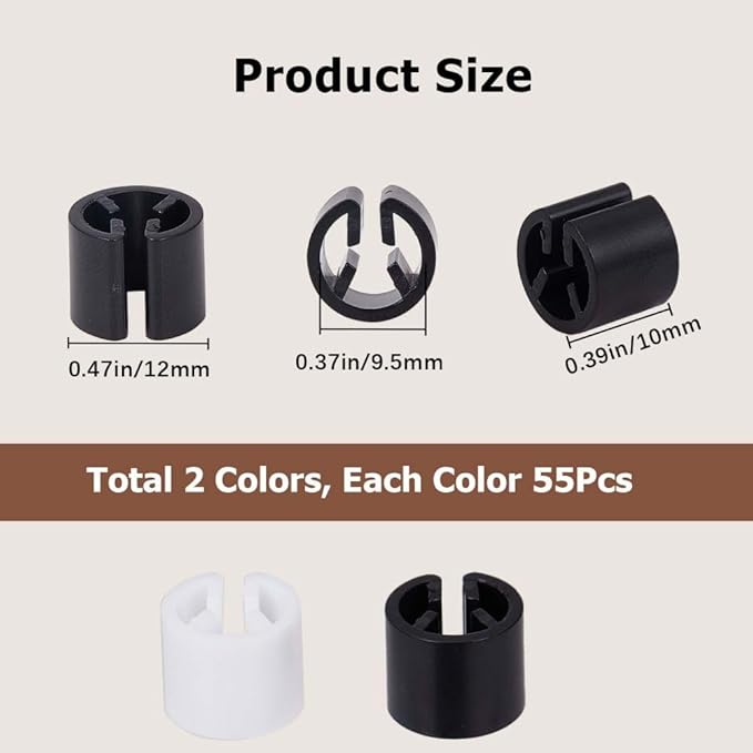 GORGECRAFT 110Pcs Clothes Hanger Markers Blank Tags Garment Hanger Size Markers Assortment Kit Fit 9.5mm Rod for Clothing Snap Number Labels Accessories Color Coding Black White with Storage Box