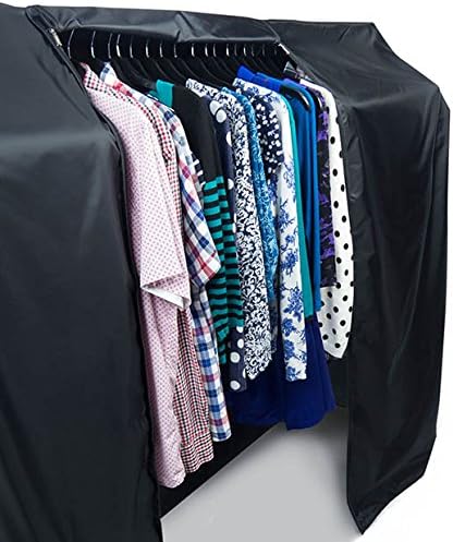 HANGERWORLD 6ft Large Black Clothes Rack Cover with 2 Zippers - Waterproof Nylon, Breathable, Dust Protector for Storage (Garment Rack Cover ONLY)