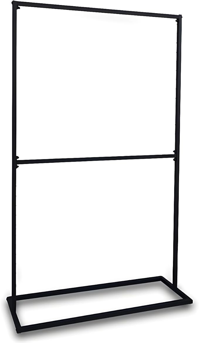 LITFAD Contemporary Metal Hall Tree Hang Garment Lever Hall Stand Free Standing Clothes Hanger Clothing Store Coat Rack in Black - 59" L x 16" W x 71" H Double Clothing Rod