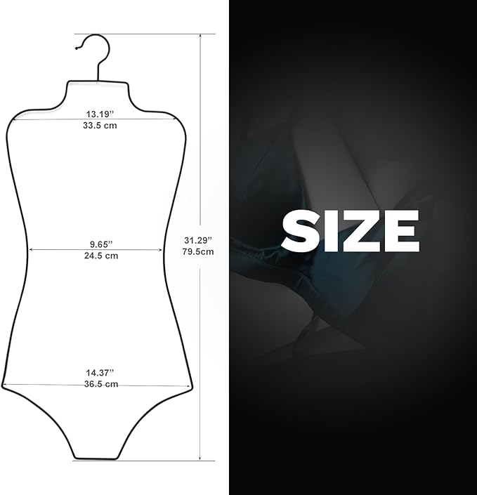 Body Shape Swimsuit Bikini Hanger Wire Display Hangers for Lingerie Bathing Suits Swimwear Clothes Coat (20, Black)