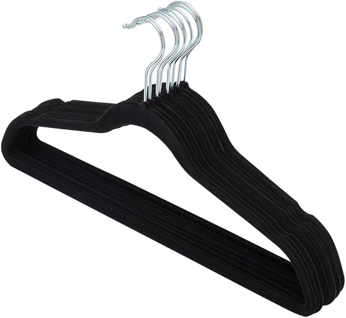 10 PACK VELVET HANGER BLACK