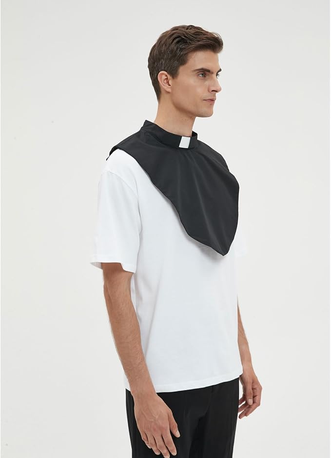 BLESSI Unisex Clergy Tab Collar Dickey Clerical Dickey Bib Collar with Insert White Collar Tab