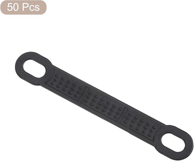 uxcell 50Pcs Non-Slip Hanger Grips Silicone Adhesive Clothes Hanger Strips for Wood Plastic Hangers, Black (3.94" x 0.47")