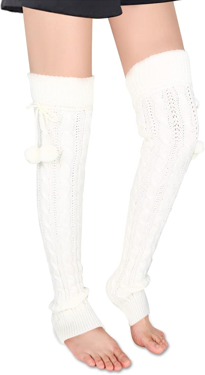 Benefeet Sox Wool Knit Leg Warmers for Women Vintage Boho Leg Warmers Long Winter Warm Thigh High Footless Boot Socks