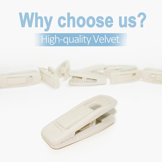 Beige Velvet Hanger Clips 60 PCS, Non-Slip Velvet Clip Work Perfectly for Ivory/Beige Velvet Hangers, Pant Skirt Hanger Velvet Clips Fit for Velvet Clothes Hangers