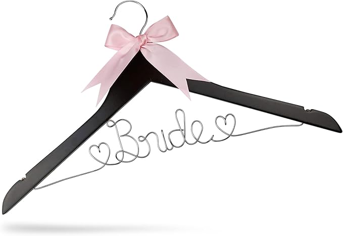 Bride Hanger for Wedding Dress, Wooden Gown Display with White Finish, Elegant Keepsake for Ceremony Photos, Bridal Shower Gift, Getting Ready Accessory for Special Day(Anatto Wood)