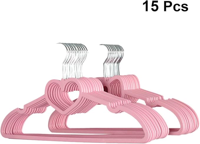 15PCS Plastic Cloth Hangers Heart Hanger for Suit Shirt Coat Everyday Use