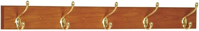 Wooden Mallet 36-Inch 5-Nickel Hook Coat Rack, Medium Oak