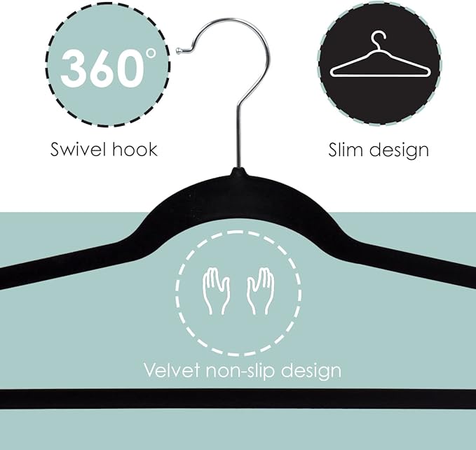 10 PACK VELVET HANGER BLACK