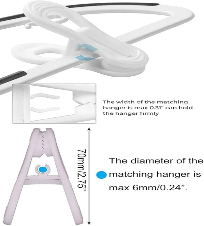 Strong Plastic Hanger Clips - Multi-use for Jeans, Skirts, Sweaters & Pants (30Pcs White)