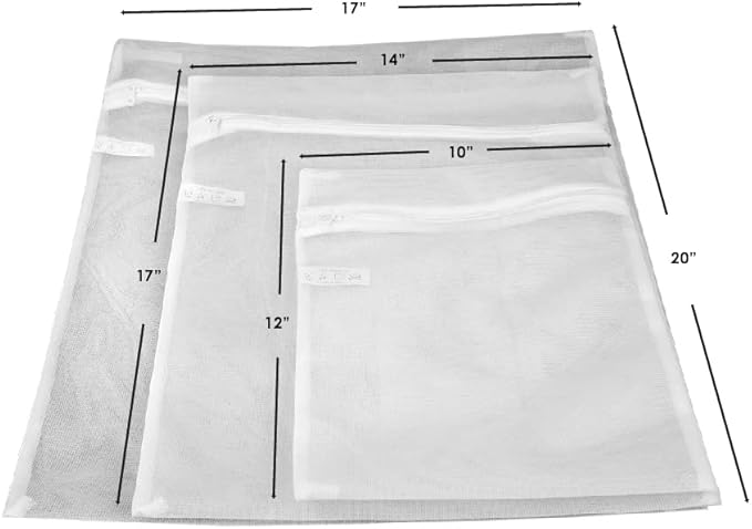 Sunbeam 3 Piece Micro Mesh Delicate Laundry Wash Bag, White