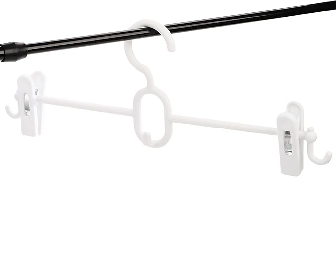 Tosnail 20 Pack Plastic Pants Skirt Hangers, 14 Inch Space Saving Hangers with Clips and Stackable and Strap Hooks, Cascading Hanger Closet Organizer - White