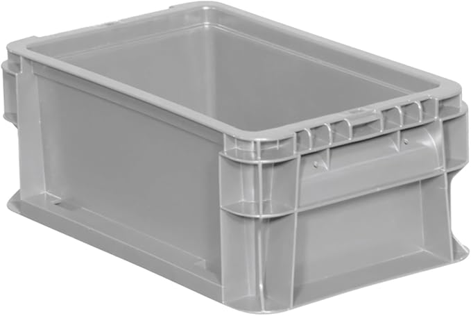 Buckhorn SW120705F101000 Plastic Straight Wall Storage Container Tote, (12-Inch x 7-Inch x 5-Inch), Light Gray