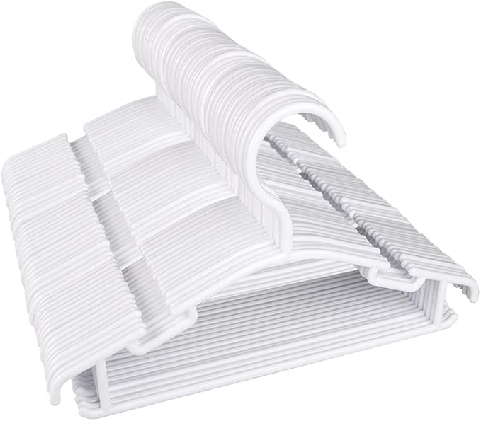 GoodtoU 80pcs White Baby Clothes Hangers for Closet - 10.24" Bulk Small Kids Plastic Hangers for Mom Baby Childrens Infant Child Organzization