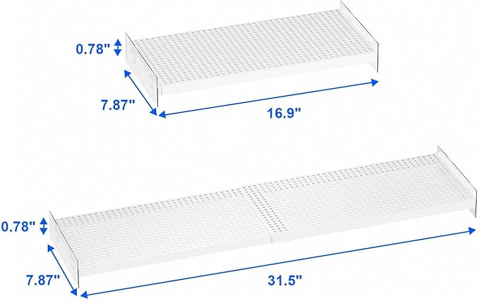 Closet Tension Shelves Expandable Cabinet Storage Shelving Rack Heavy Duty Metal DIY Divider Separator for Cabinet Wardrobe Cupboard Pantry Kitchen Bedroom,White,3packs