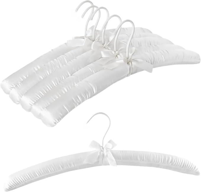 Thicker Padded Hangers for Women Clothing Sweaters,Anti-Slip Satin Hangers Padded Cute Hanger with Bow,Silky Fabric Hanger for Closet