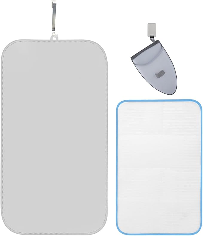 WAYUTO Over Door Garment Steamer Travel Mat 22 x 47 inches with Hook, Ironing Glove & Scorch Mesh Ironing Press Pad