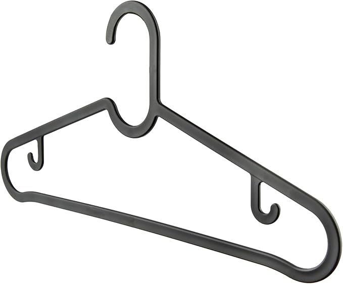 20 Pack Black Thin Plastic Hangers, Lightweight Yet Sturdy, Space-Saving Clothes Hangers for T-Shirts and Shirts, Slim Hangers, Break-Resistant Design with Premium European Quality