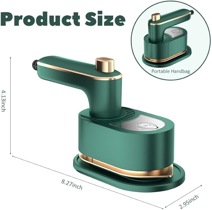 Portable Handheld Garment Iron, Rotary Garment Iron, Dry and Wet Electric Irons, 10S Fast Heating Travel Steamer for Clothes, Wrinkle Remover Steamer, Mini Steam Irons for Home Travel (Green)