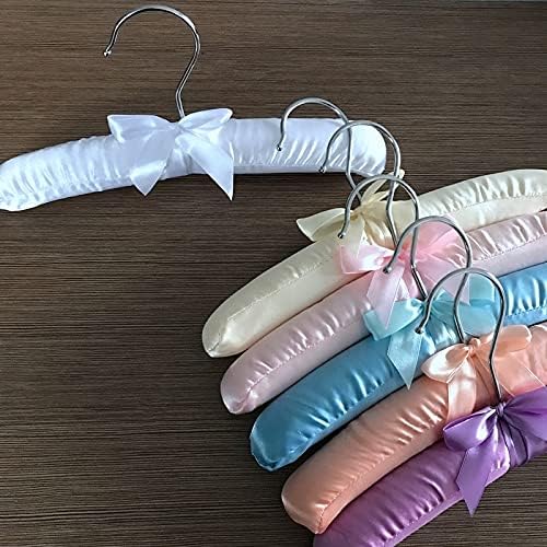 15pcs 25cm Satin Padded Hanger Silk Wrapped Clothes Hanger Clothes Hanging Silver Hook Sponge Hangers Clothes for Children Baby (Mixed Colors,25cm)