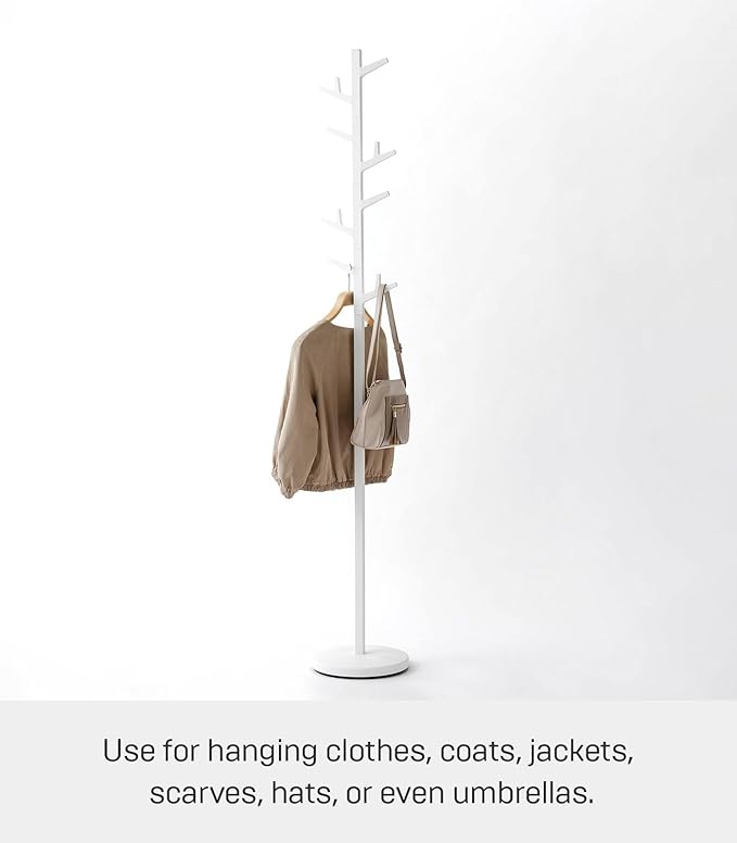 YAMAZAKI Home Branch Coat Rack Tree/Standing Coat And Hat Hanger, 69" - Steel + Abs Plastic